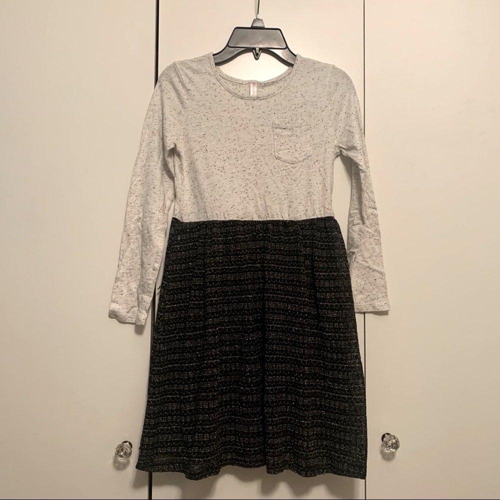 Xhilaration Casual Black & Off White Long Sleeve Dress
